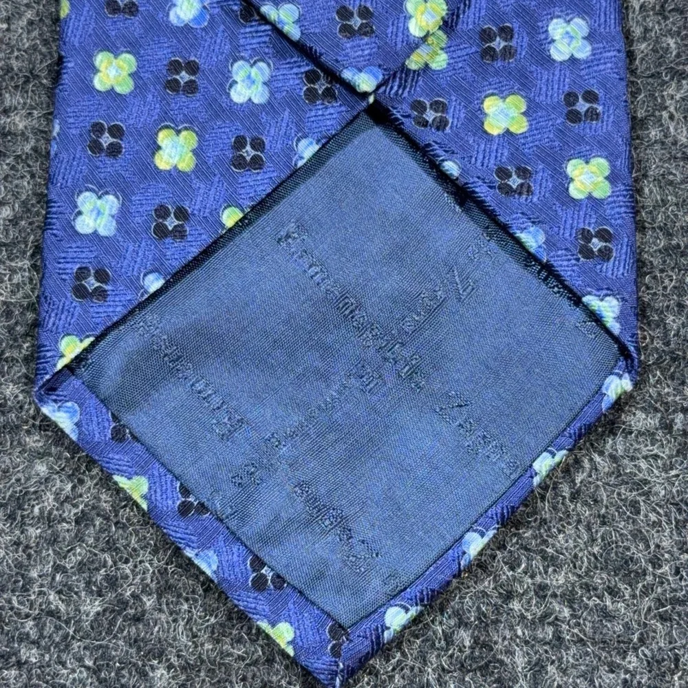 Ermenegildo Zegna Silk Tie Blue Green Geometric Floral